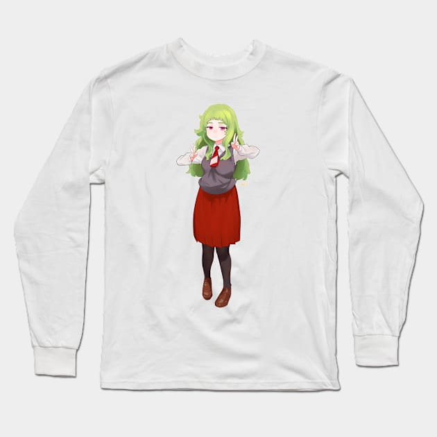 Green Hair Girl Long Sleeve T-Shirt by nagare017